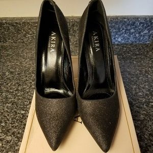 Akira black glitter heels